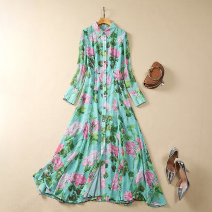 Single Breasted Romantic Aura Long Dress