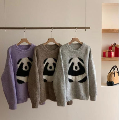 Cute Panda Lazy Sweater Female