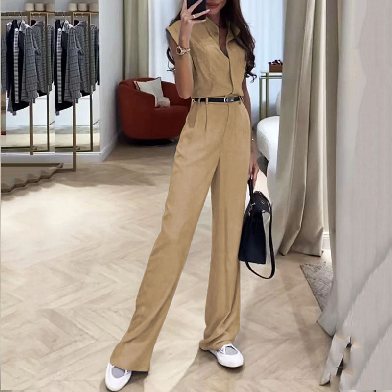 Sleeveless Lapel Blouse And Pants