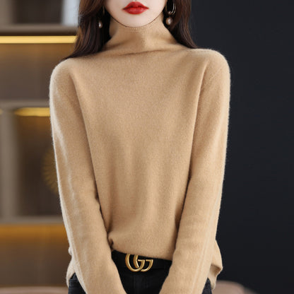 Women's Pile Collar Pullover Long-sleeved Sweater