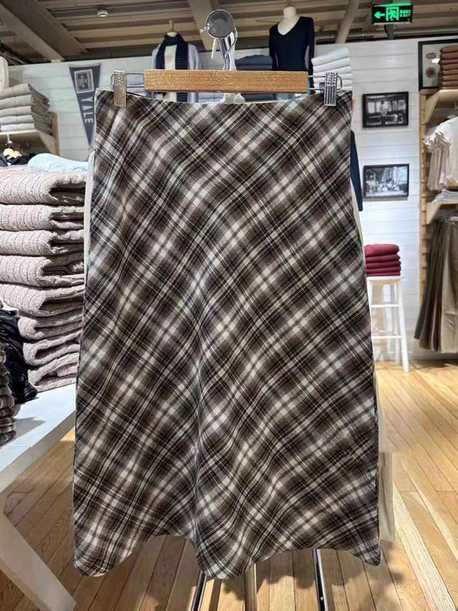 Retro Casual Slimming A- Line Skirt Versatile Hip Skirt