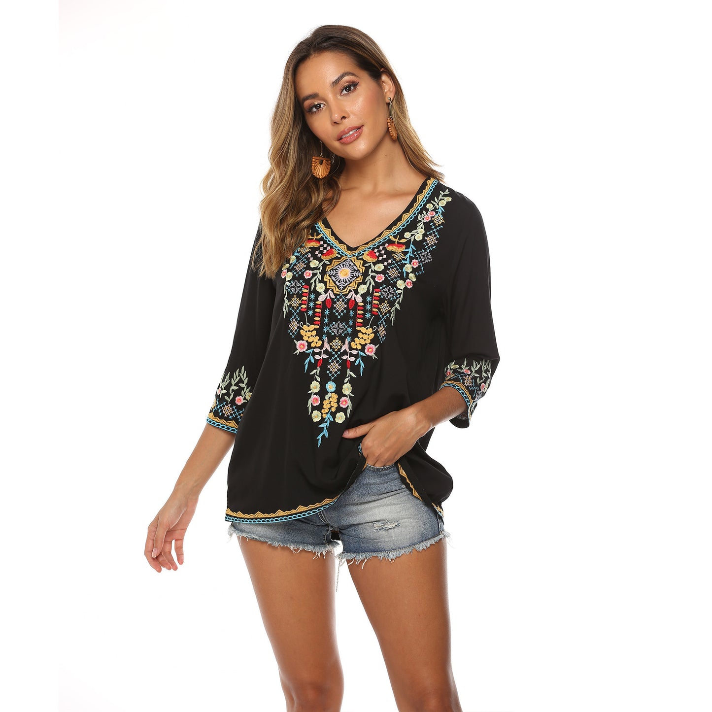 Women's New Shirt Embroidery Loose Slimming Shirt Women