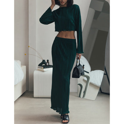 Bell Sleeve Short Top Mid-length Skirt Suit