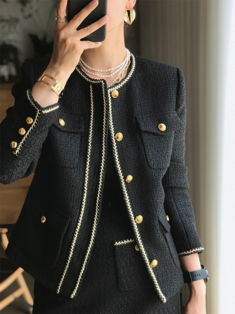 Classic Style Tweed Skirt Suit