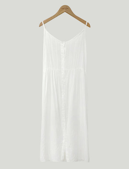 Early Spring Single-breasted Dignified Hollow Lace Mid-length Sling Dress