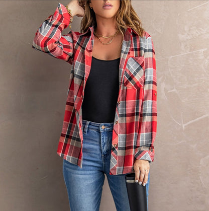 Loose Cardigan Lapel Casual Long-sleeved Shirt