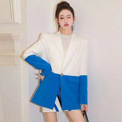 Women's Loose Casual Patchwork Suit Jacket