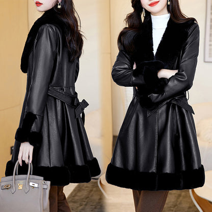 Women's Fashion Velvet Padded Sheepskin Coat