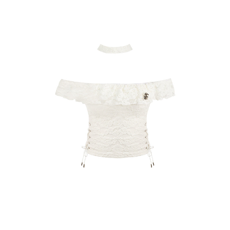 Blusa de encaje bidireccional con cuello cuadrado Design Sense Niche