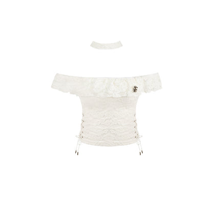 Blusa de encaje bidireccional con cuello cuadrado Design Sense Niche