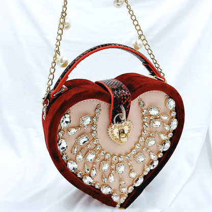 Love Women's Bag With Diamonds And Pearls Large Capacity And Sweet