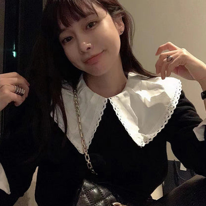 Sweet And Cute Doll Collar Age-reducing Cotton Shirt Women