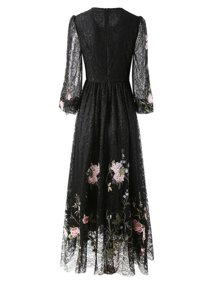 Flower Sequined Long Sleeve Dress Women