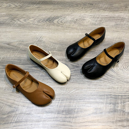 Retro Flat Bottom Split Toe Tabi Shoes Mary Jane Shoes