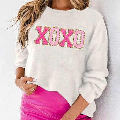 Pullover Crew Neck Casual Style Letter Printed Sweater