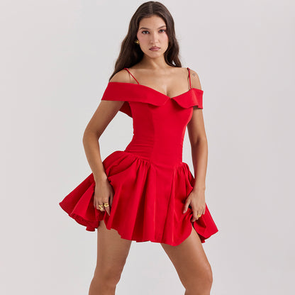 Commerce extérieur mode vêtements pour femmes nouvelle épaule dénudée petite robe noire