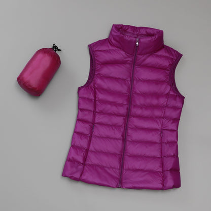 Gilet en duvet léger pour femmes, gilet court et Slim de Style coréen à col montant