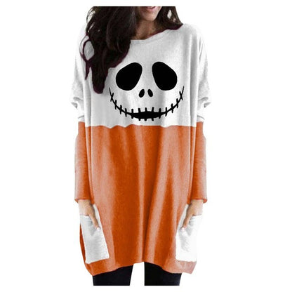 Halloween Women's Long Ghost Pumpkin Long Printed Top