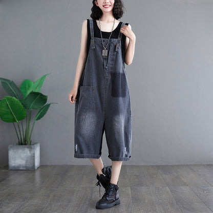 New Large Size Denim Overalls Women's Loose Casual