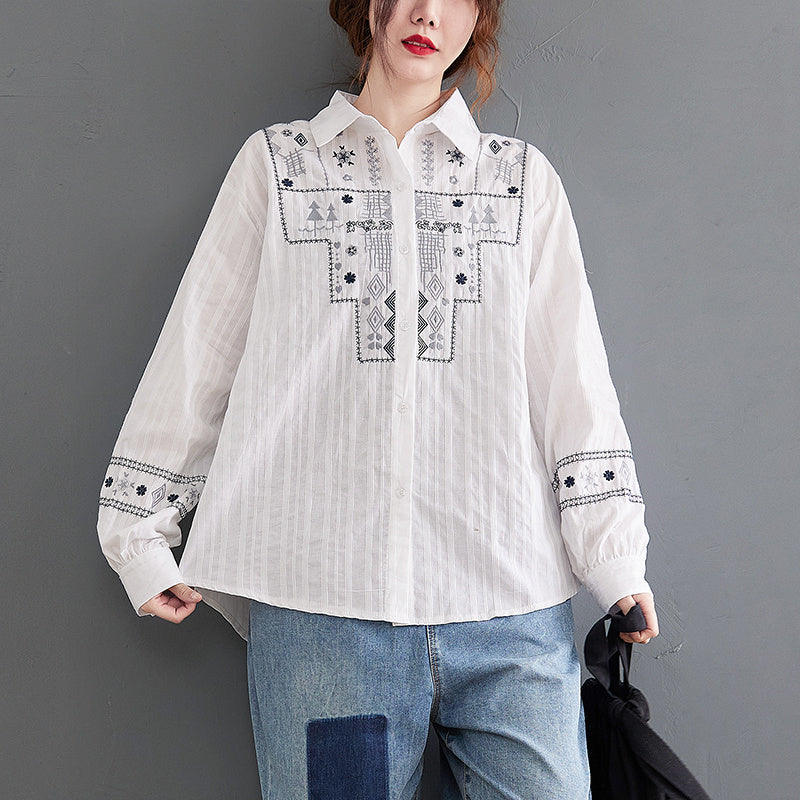 Fat Women's Long-sleeved Loose-fitting Shirt Plus Size Women's Clothing