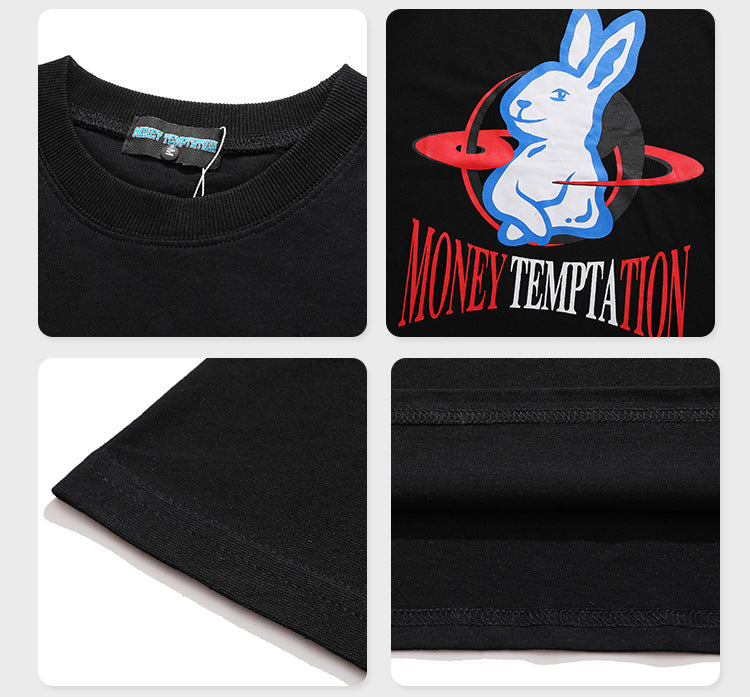 T-shirt d'été à manches courtes imprimé lapin, nouveau