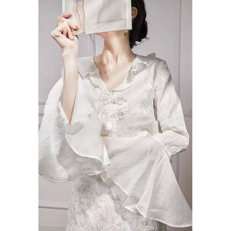 New Chinese Suit High Sense Shirt Top And Skirt Two-piece Suit