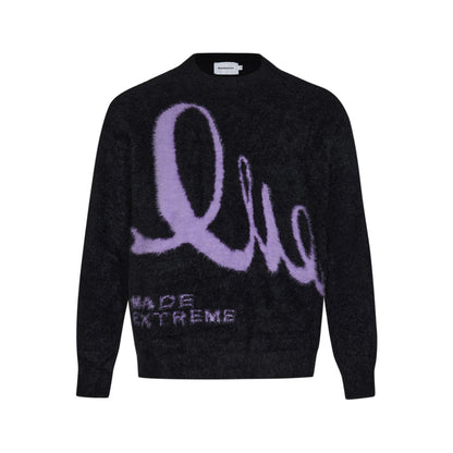 American Retro Alphabet Jacquard Mohair Sweater