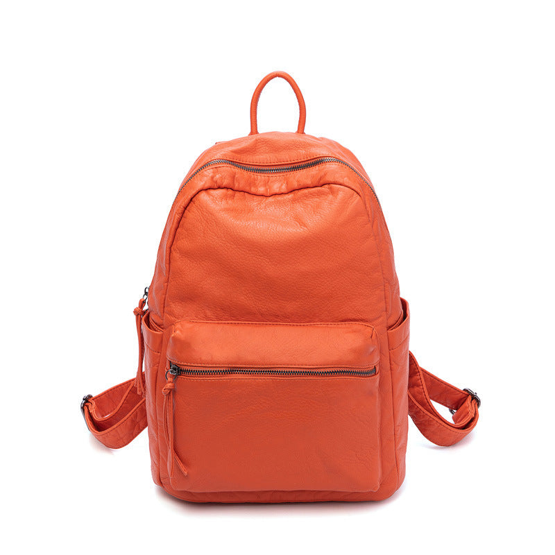 Women's New Washed Fashion Soft Leather Backpack