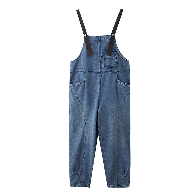 New Style Denim Overalls Women's Casual Loose Retro Suspenders