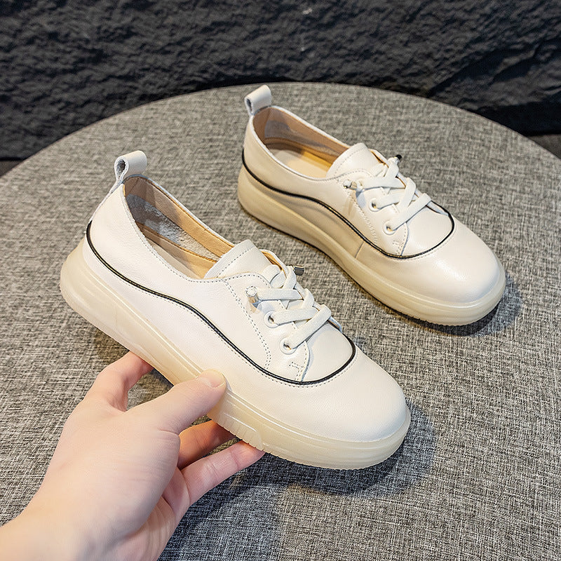 First Layer Cowhide Board Shoes Retro Female Soft Bottom Women's Shoes