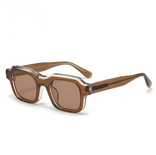 Thick Acetate Frame Sunglasses Gradient Color Stitching Sunglasses