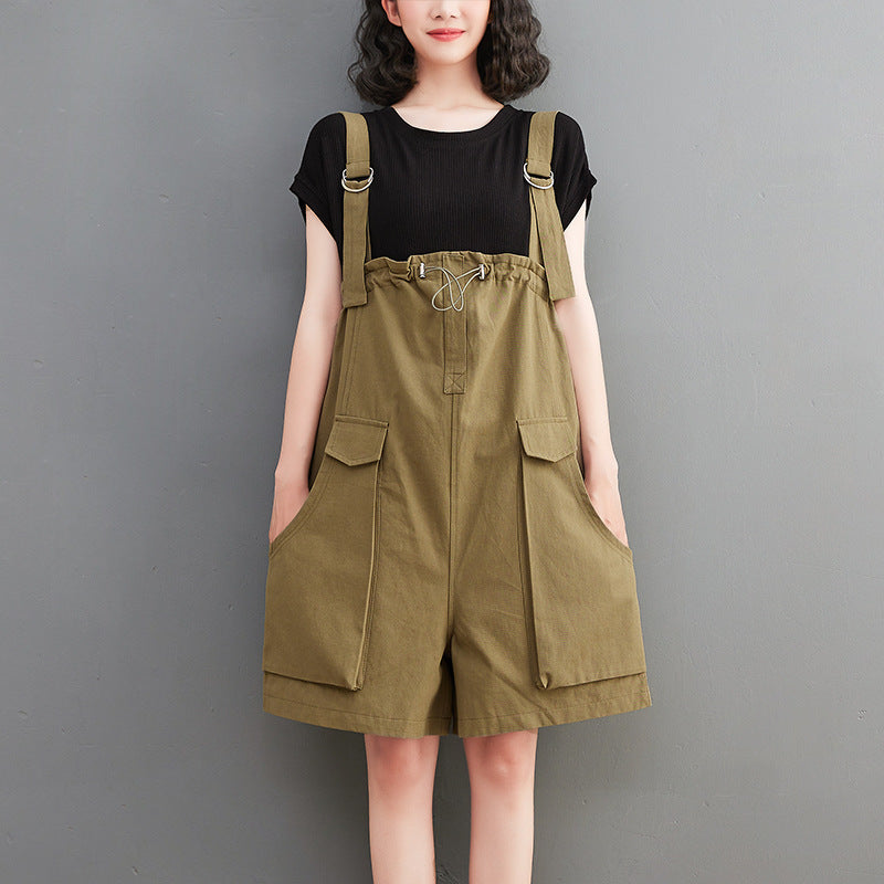 Women's Fat Sister Loose And Thin Big Pocket Casual Overalls