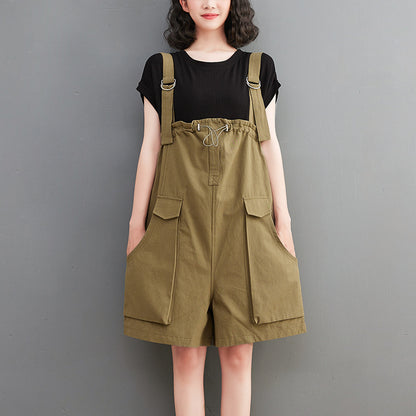 Women's Fat Sister Loose And Thin Big Pocket Casual Overalls