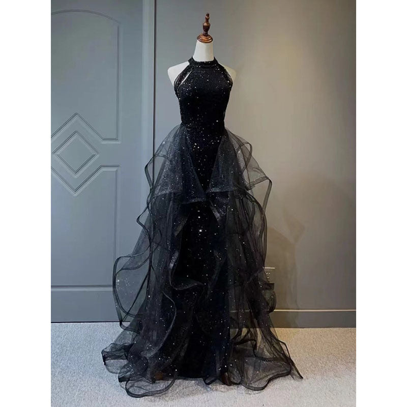 Vestido de noche negro para mujer