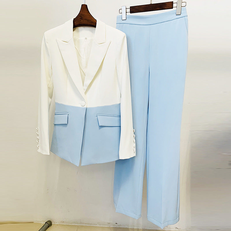 Traje De Pantalón De Traje Colorblock De Moda