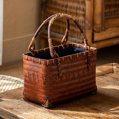 Bolso de mano para mujer hecho a mano con tejido de bambú