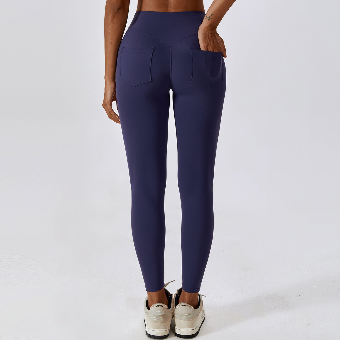 Pantalon de Yoga taille haute, sensation nue, levage des hanches, poche sur le ventre, contraction