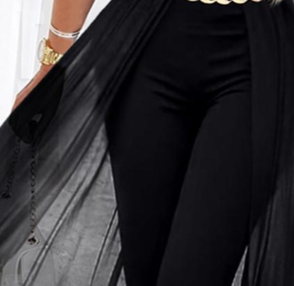 Black Mesh V-neck Patchwork Jumpsuit