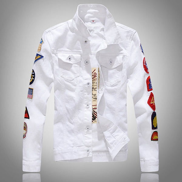 Fashion Slim Men's Patch Denim Jacket