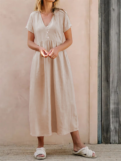 Summer Women's Solid Color Elegant Loose Dress