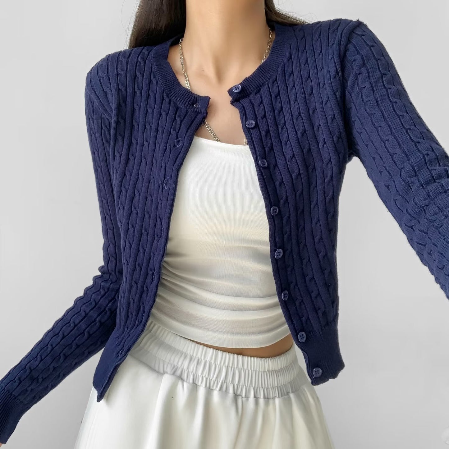 Outer Match Knitted Cardigan Women's Top