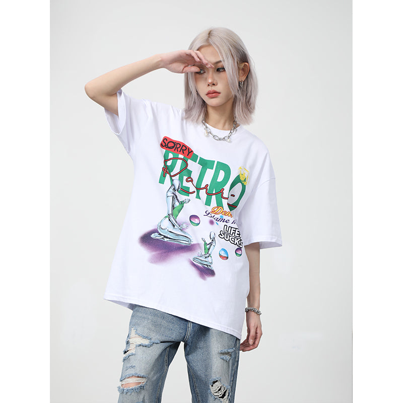 Printed Short-sleeved T-shirt Ins Men And Women