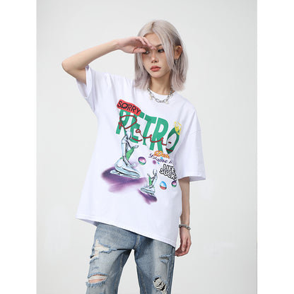 Camiseta estampada de manga corta para hombres y mujeres.