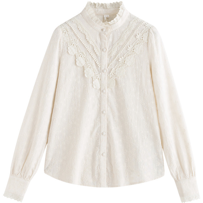 Long-sleeved Lace Shirt Temperament All-match Slimming Bottoming Shirt Top