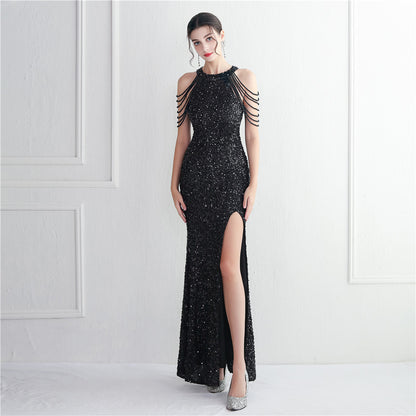 Banquet Temperament Long Backless Evening Gown Dress