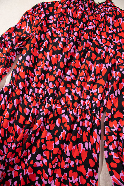 Minivestido manga larga con estampado en forma de corazón del día de San Valentín rojo