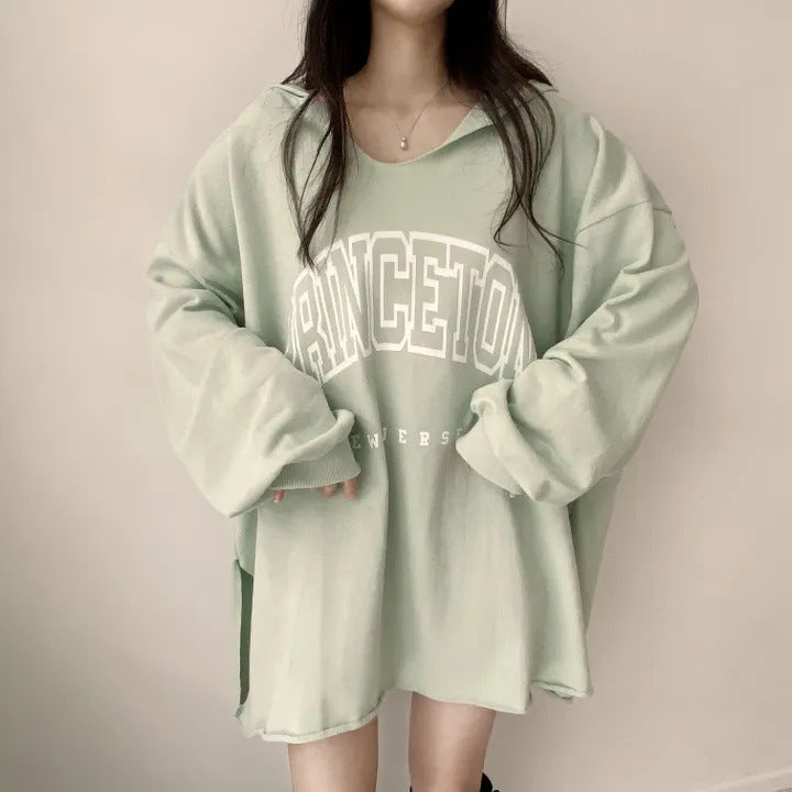 Korean Style Letter Hooded Loose Spring And Autumn Sweater