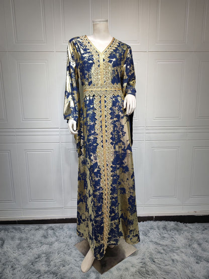 Muslim Chiffon Bronzing Robe Containing Belt Dress