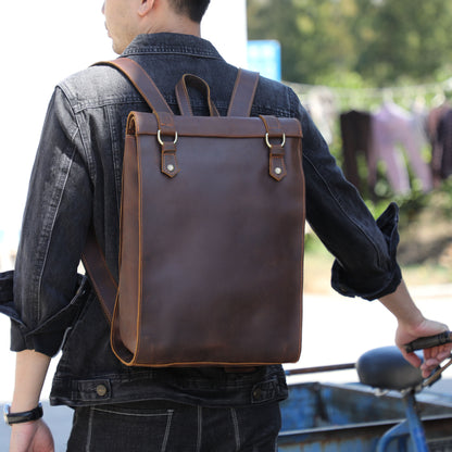 Personality Cowhide School Bag Leather Retro Men