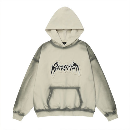 European And American Embroidered Frayed Hem Design Hoodie